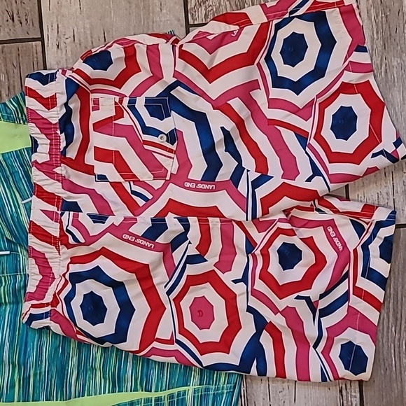 Lands End Boys Large 10/12 Colorful Swim Trunks Shorts Lot Of 3 Beach Pool Vacay - Picture 6 of 14